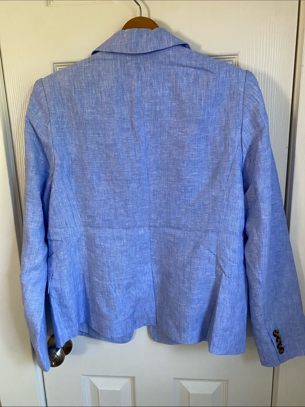 Quince Light Blue Linen-Blend Single-Button Blazer - Picture 4 of 6